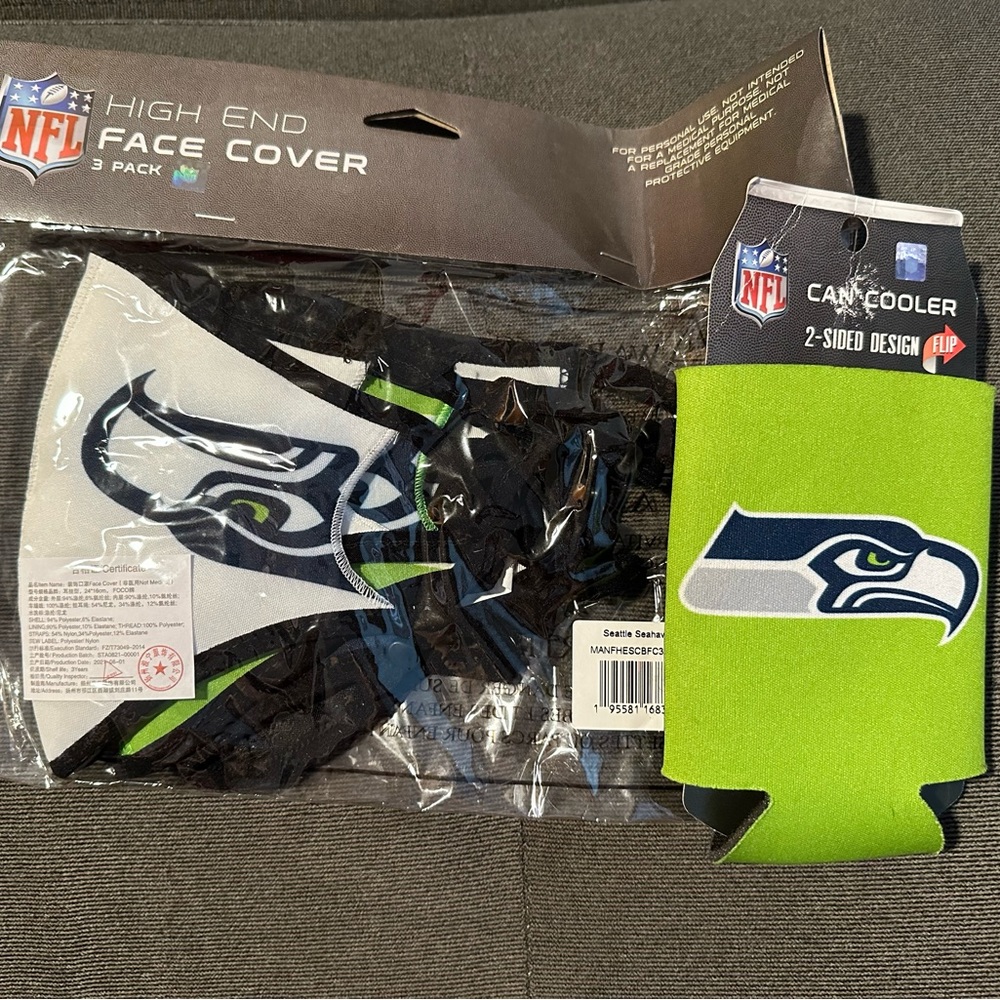 Seahawks Masks and Can Coolers